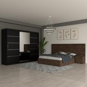 Dormitor Eric Maro Cu Extensii Dulap Negru 250 cm 180x200