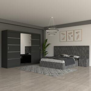 Dormitor Eric Gri Cu Extensii Dulap Gri 250 160x200