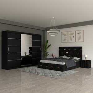 Dormitor Sofia Negru cu Dulap Negru 250cm 160x200
