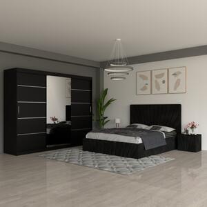 Dormitor Toma Negru cu Dulap Negru 250cm 140x200