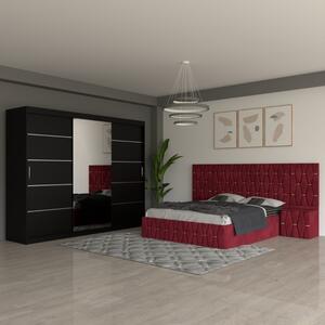 Dormitor Eric Rosu Cu Extensii Dulap Negru 250 cm 140x200