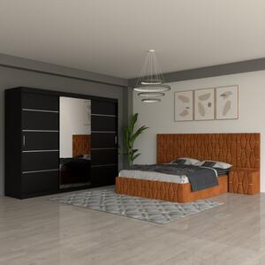 Dormitor Eric Caramiziu Cu Extensii Dulap Negru 250 cm 160x200