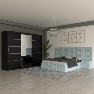 Dormitor Eric Lemon Cu Extensii Dulap Negru 250 cm 140x200