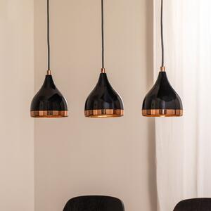 Opviq Lampă suspendată Yildo, lungime 65 cm, negru/cupru, metal, reglabil, Negru, Camera de zi / sufragerie, Metal