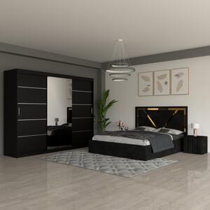 Dormitor VLN Negru cu Dulap 250cm 140x200