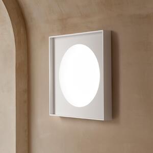 Luceplan Cassette LED lampă de perete cu tăiere fază 40x40cm, reglabil, Alb, Camera de zi / sufragerie, Metal, Design