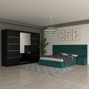 Dormitor Eric Verde Cu Extensii Dulap Negru 250 cm 140x200