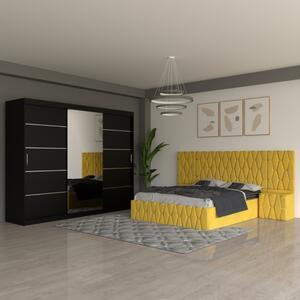 Dormitor Eric Galben Cu Extensii Dulap Negru 250 cm 160x200