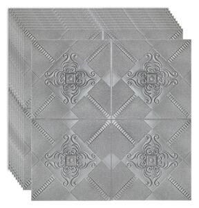 Set 10 x Tapet 3D Autoadeziv, design modern, rezistent la umezeala, usor de curatat, 70x70cm, Naimeed D4727, Argintiu