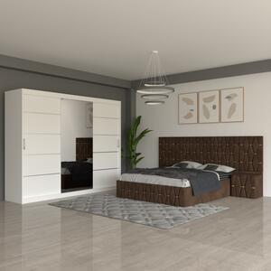 Dormitor Eric Maro Cu Extensii Dulap Alb 250 cm 180x200