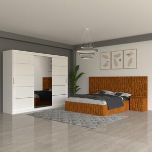 Dormitor Eric Caramiziu Cu Extensii Dulap Alb 250 cm 160x200