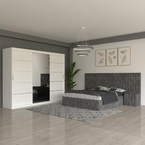 Dormitor Eric Gri Cu Extensii Dulap Alb 250 cm 140x200