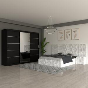 Dormitor Eric Alb Cu Extensii Dulap Negru 250 cm 160x200
