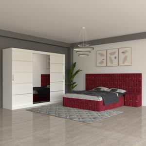 Dormitor Eric Rosu Cu Extensii Dulap Alb 250 cm 180x200