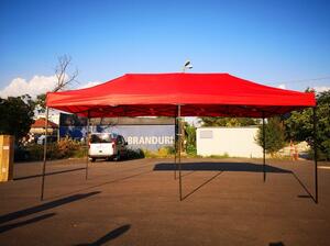 Cort Pavilion 3x6m Rosu Pliabil Cadru Metal pentru Curte, Gradina, Evenimente