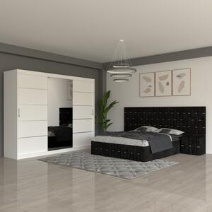 Dormitor Eric Negru Cu Extensii Dulap Alb 250 cm 160x200