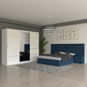 Dormitor Eric Albastru Cu Extensii Dulap Alb 250 cm 180x200