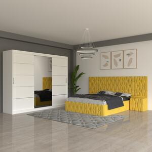 Dormitor Eric Galben Cu Extensii Dulap Alb 250 cm 140x200