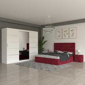 Dormitor Eric Rosu ( Pat Eric Rosu + Noptiere Tapitate + Dulap Alb 250cm ) 160x200
