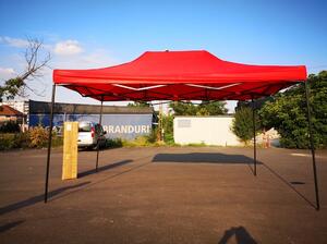 Cort Pavilion 3x4.5m Rosu Pliabil Cadru Metal pentru Curte, Gradina, Evenimente