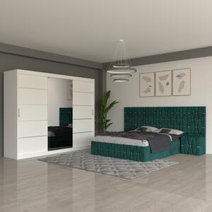 Dormitor Eric Verde Cu Extensii Dulap Alb 250 cm 160x200