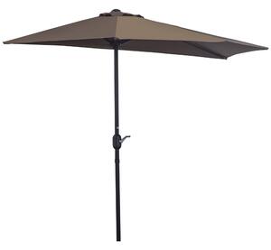 Outsunny Umbrela de Perete Semi Circulara cu Deschidere cu Manivela, Umbrela Semiluna Economie Spatiu pentru Terasa si Balcon, Cafeniu