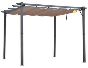 Outsunny Foisor Pergola de Gradina 3x3 m cu Acoperis Retractabil, Pergola din Aluminiu cu Acoperis Retractabil Anti UV, Gri | Aosom Romania