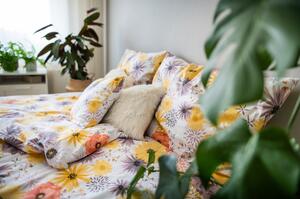Lenjerie de pat galbenă/albă din bumbac pentru pat de o persoană 140x200 cm LP Dita Daisy – Cotton House