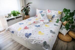 Lenjerie de pat albă din bumbac pentru pat de o persoană 140x200 cm LP Dita Graffiti Heart – Cotton House