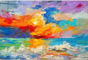 Tablou din sticlă 100x70 cm Abstract Sunset – Wallity