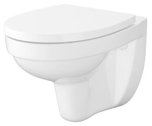 Cersanit Cersania SimpleOn, vas WC montat pe perete 52,5x36x37,5 cm + scaun din polipropilenă cu închidere lentă, deșeuri orizontale, alb, S701-557