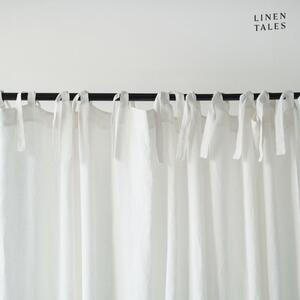Draperie din in cu bucle de prindere Linen Tales Night Time, 250 x 140 cm, alb