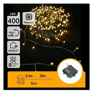 Aigostar - Ghirlandă LED de exterior pentru Crăciun, 400 LED, 8 funcții, alimentare 4xAA, 20,3 m, alb cald