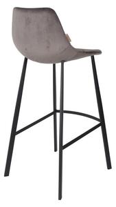 Set 2 scaune bar cu tapițerie catifelată Dutchbone, înălțime 106 cm, gri