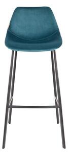 Set 2 scaune bar cu tapițerie catifelată Dutchbone, înălțime 106 cm, albastru petrol