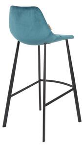 Set 2 scaune bar cu tapițerie catifelată Dutchbone, înălțime 106 cm, albastru petrol