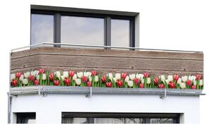 Paravan pentru balcon maro din plastic 500x85 cm Tulips – Maximex