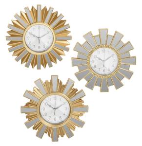 Ceas decorativ Koopman, în formă de soare, auriu cu accente de oglindă, mecanism Quartz
