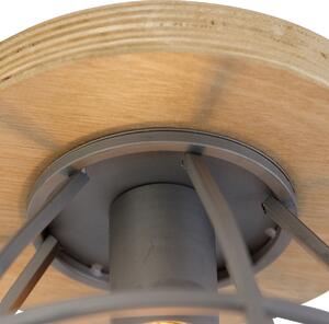 Plafoniera inteligentă gri închis cu lemn inclusiv WiFi E27 - Arthur