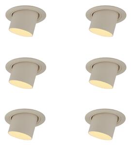 Set de 6 spoturi încastrate bej GU10 50mm rotunde, rotative și înclinabile - Installa
