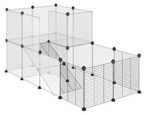PawHut Țarc Modular pentru Animale de Talie Mică cu Panouri și Accesorii, 140x70x70 cm, Negru | Aosom Romania