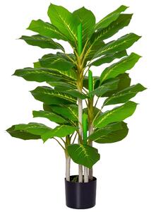 HOMCOM Plantă Artificială cu 33 de Frunze pentru Uz Interior și Exterior cu Ghiveci, Plantă Falsă în PEVA, PE și Ciment, 95 cm, Verde | Aosom Romania