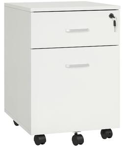 Vinsetto Dulap cu sertare, cu 2 Sertare și 5 Roti, Fiset Birou cu Încuietoare, Design Modern, Culoare Lemn | Aosom Romania