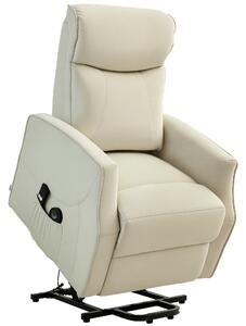 HOMCOM Fotoliu Electric de Relaxare cu 2 Telecomenzi, Suport pentru Picioare și 8 Puncte de Masaj, 74,5x87,5x110 cm, Crem | Aosom Romania