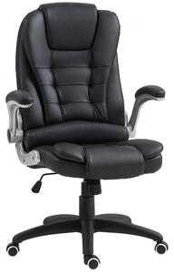 HOMCOM Scaun Ergonomic de Birou cu Brațe și Înălțime Reglabile, Tetieră, și Funcție de Balans, 111-121x60x69 cm, Negru | Aosom Romania