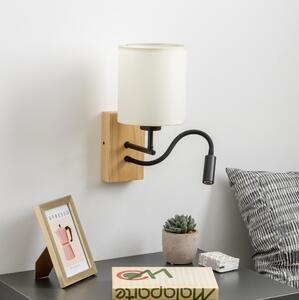 Lampă LED flexibilă de perete Brilagi NUBILA WOOD 1xE27/25W/230V + LED/3W stejar/negru/crem