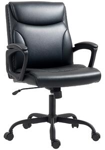 HOMCOM Scaun Directorial din Piele Ecologică cu Înălțime Reglabilă și Roți Pivotante, 60x68x105 cm, Negru | Aosom Romania