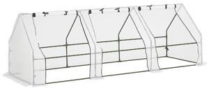 Outsunny Seră de Grădină Tip Tunel din PE pentru Cultivarea Plantelor și Florilor, cu Uși cu Fermoar, 270x90x90 cm, Alb | Aosom Romania