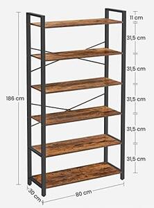 Raft cu 5 Polițe Model Duncan, Maro/Negru, 80x30x186 cm
