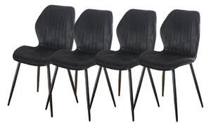 Set 4 Scaune KJC104, Negru